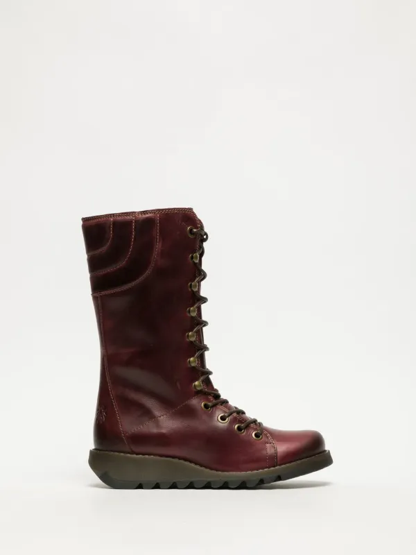 DarkRed Lace-up Boots sold by Fly London
