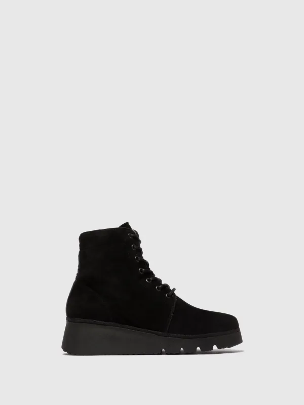 Lace-up Ankle Boots PALL404FLY KID SUEDE BLACK sold by Fly London