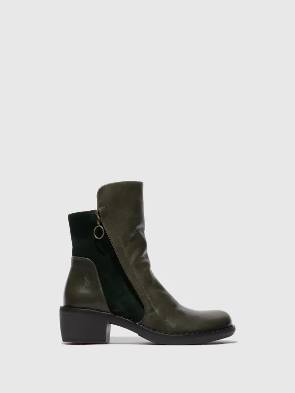 Zip Up Ankle Boots MELY074FLY DIESEL/GREEN FOREST sold by Fly London