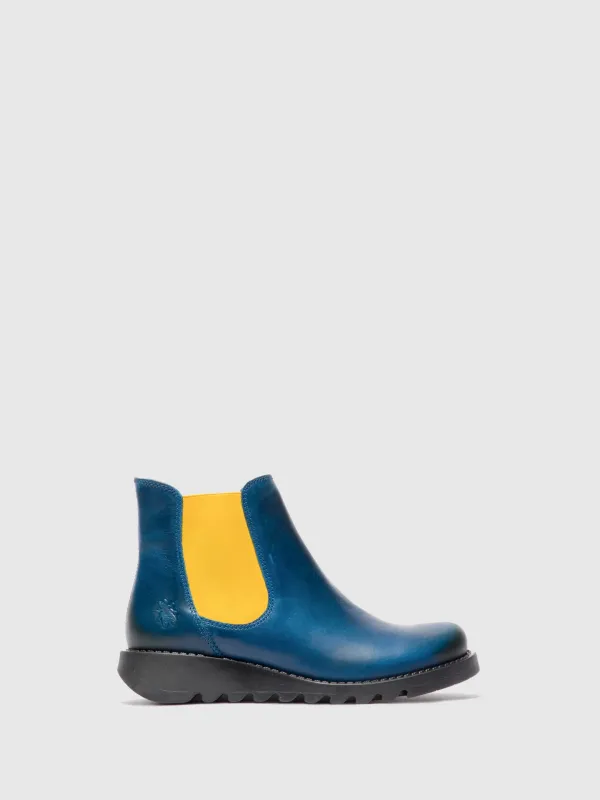 Chelsea Ankle Boots SALV RUG ROYAL BLUE (MUSTARD ELASTIC) sold by Fly London