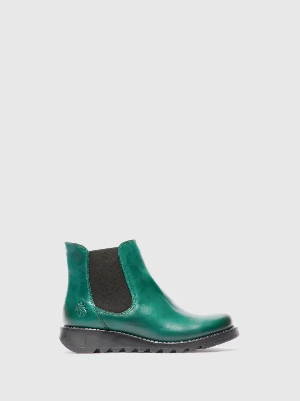 Chelsea Ankle Boots SALV RUG SHAMROCK GREEN (BLACK ELASTIC) made by Fly London