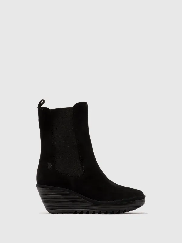 Chelsea Ankle Boots YERF600FLY OIL SUEDE BLACK sold by Fly London