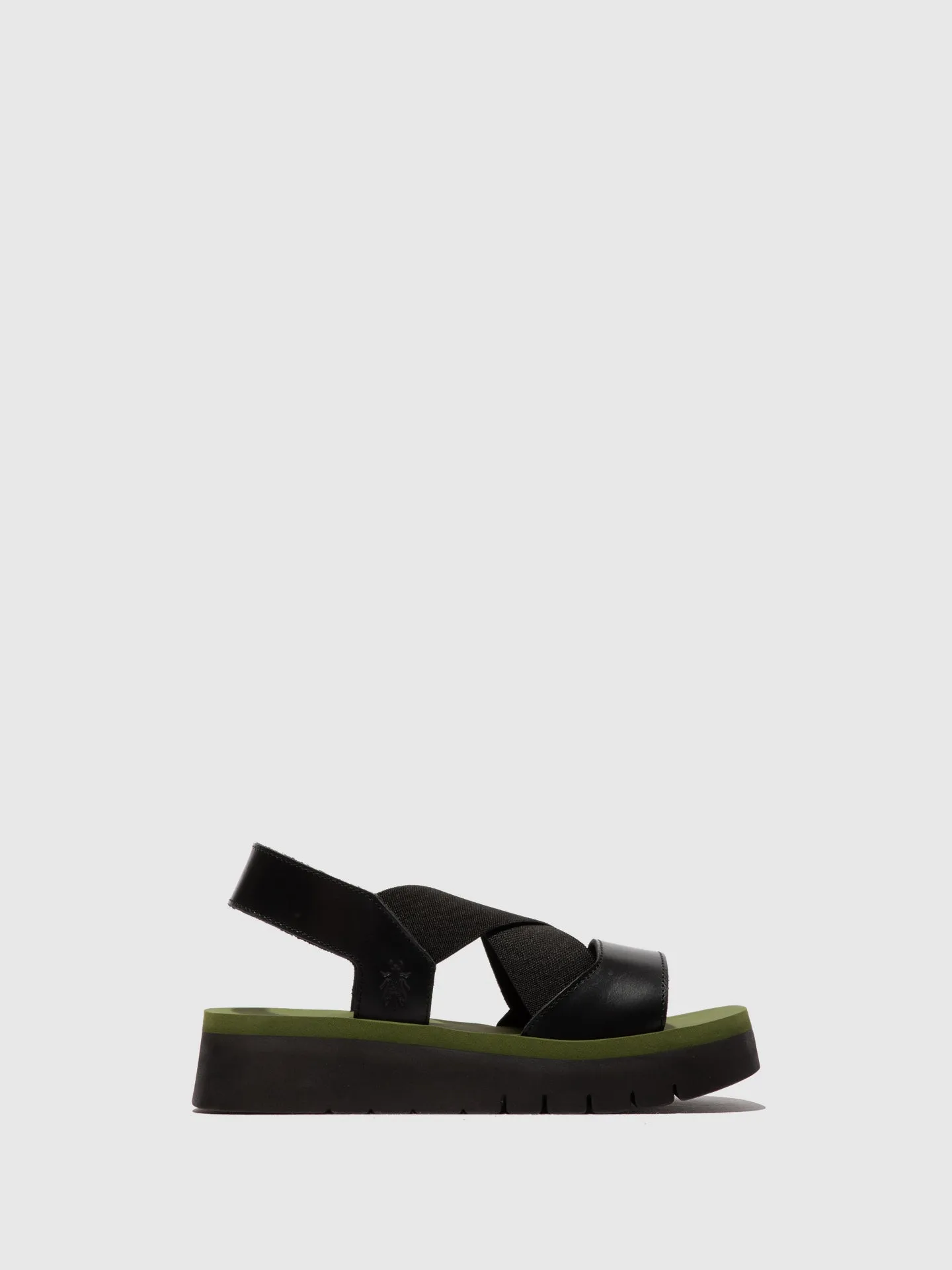 Elasticated Sandals SERK418FLY BLACK/BLACK/ARMY GREEN sold by Fly London