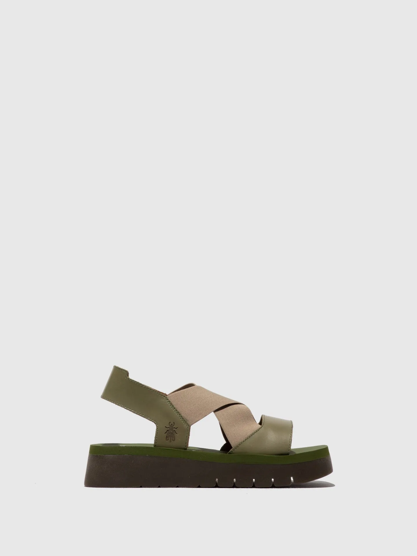 Elasticated Sandals SERK418FLY SMOG/TAUPE/ARMY GREEN sold by Fly London