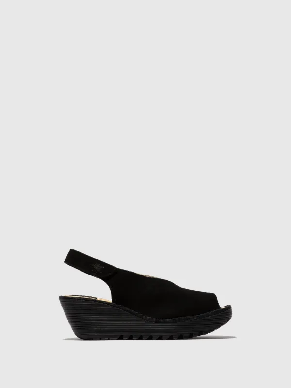 Sling-Back Sandals YEAY387FLY BLACK sold by Fly London