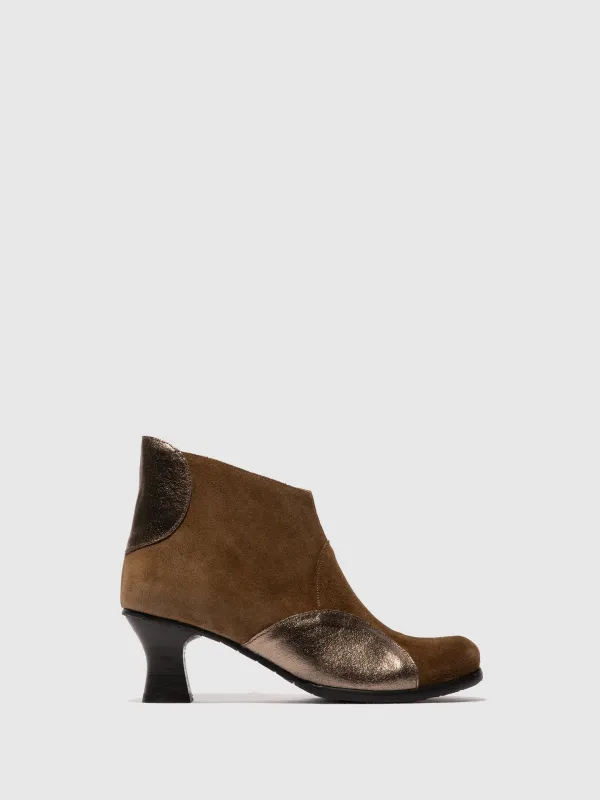 Zip Up Ankle Boots BLAIN343FLY ELEPHANT/DK GOLD made by Fly London