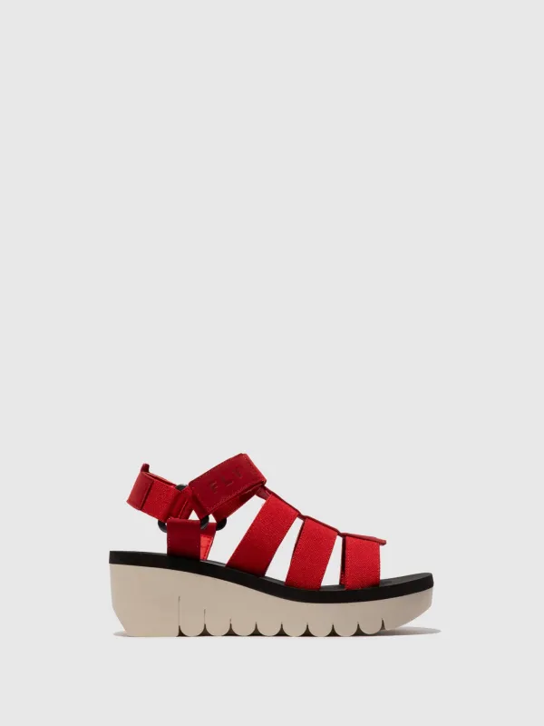 Strappy Sandals YOJI198FLY LIPSTICK RED/LIPSTICK RED/BLACK sold by Fly London