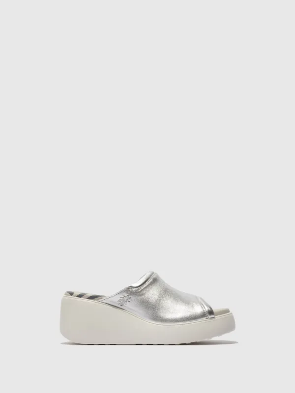 Slip-on Mules DOLI042FLY LAMINATO SILVER sold by Fly London