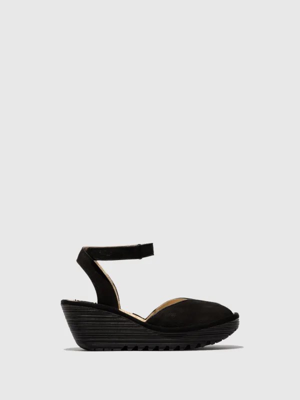 Ankle Strap Sandals YAID552FLY BLACK made by Fly London