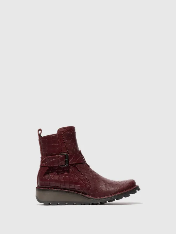 Zip Up Ankle Boots MOOZ133FLY BURGUNDY sold by Fly London