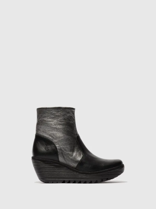 Zip Up Ankle Boots YUXI506FLY BLACK/GRAPHITE made by Fly London