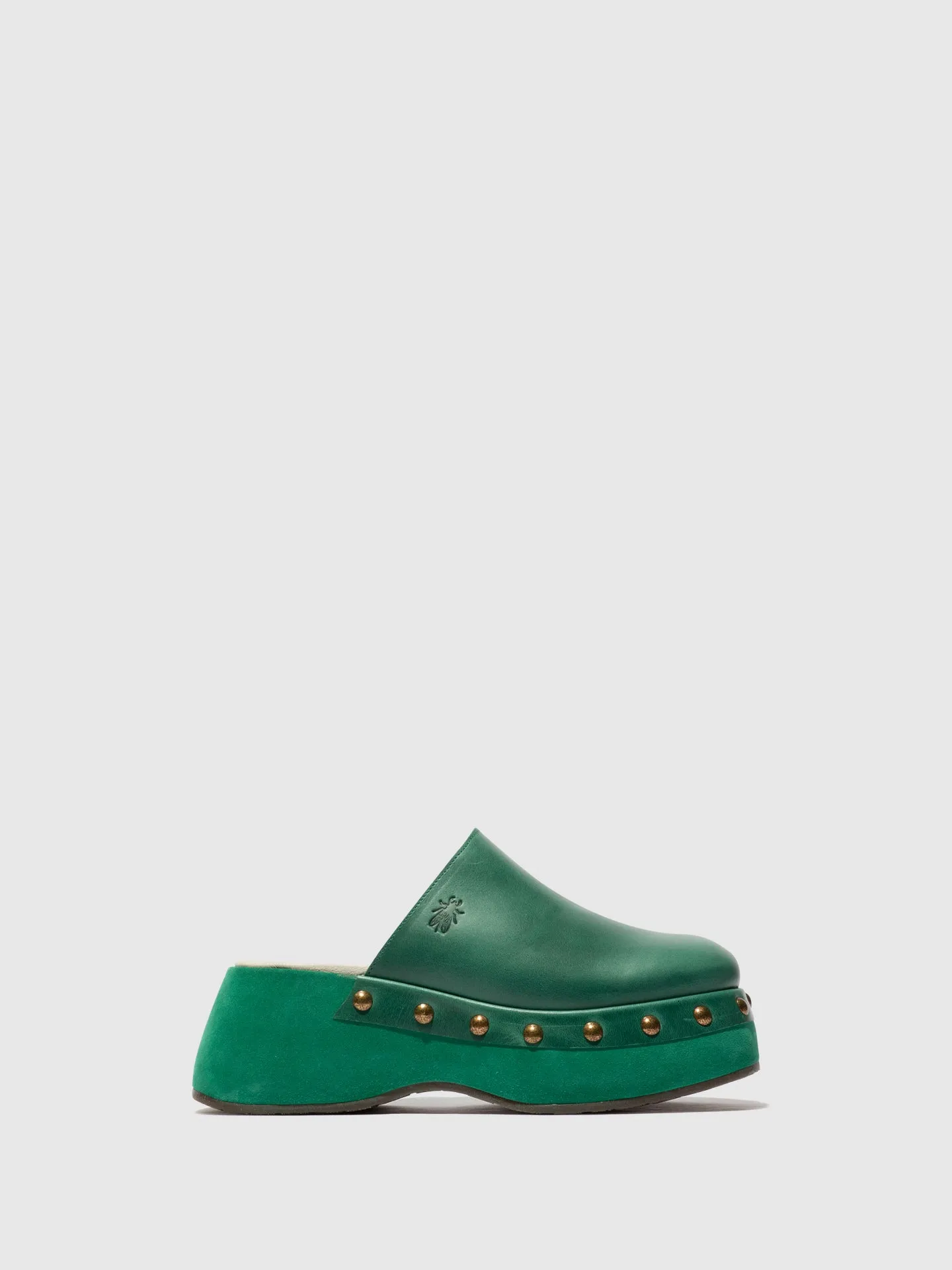 Round Toe Clogs BLEK079FLY GREEN/GREEN sold by Fly London