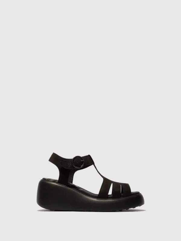 T-Strap Sandals DUMA955FLY CUPIDO BLACK made by Fly London