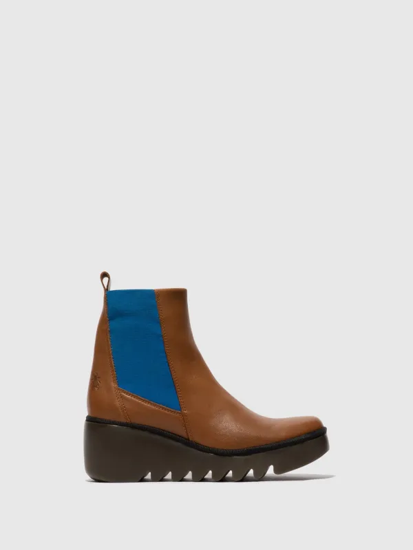 Chelsea Ankle Boots BAGU233FLY CUOIO (BLUE ELASTIC) made by Fly London