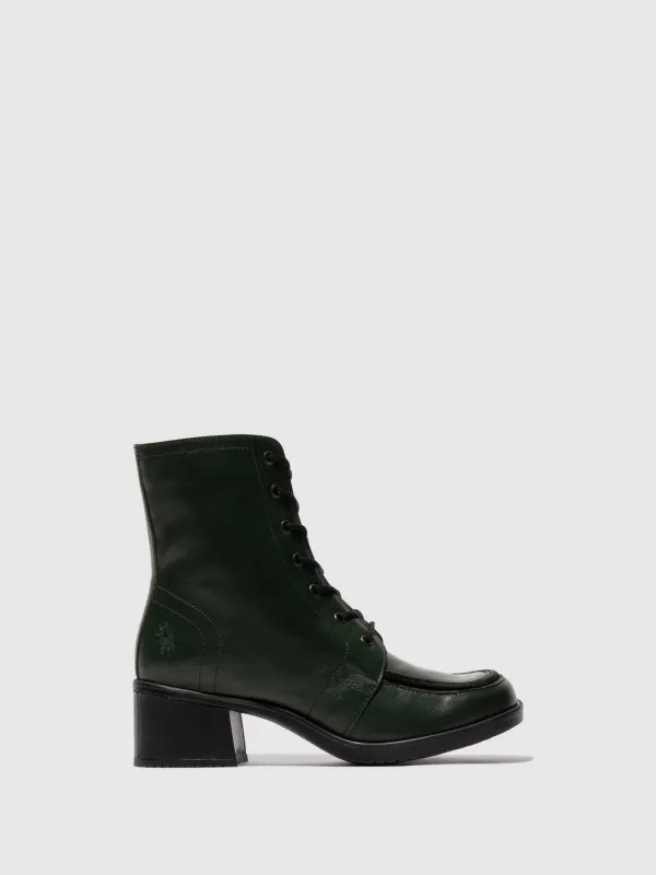 Lace-up Ankle Boots KASS017FLY DARK GREEN/BLACK sold by Fly London