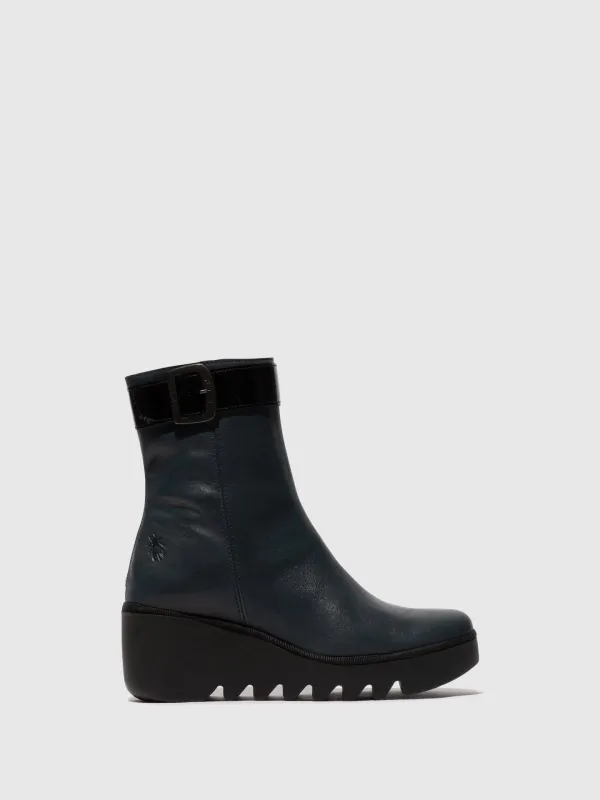 Zip Up Ankle Boots BEPP396FLY NAVY/BLACK made by Fly London