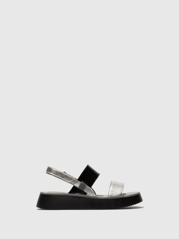 Sling-Back Sandals CURA318FLY SILVER/BLACK sold by Fly London