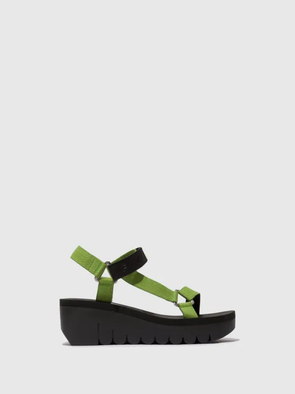 Velcro Sandals YEFA726FLY BLACK/AVOCADO (BLACK sold by Fly London