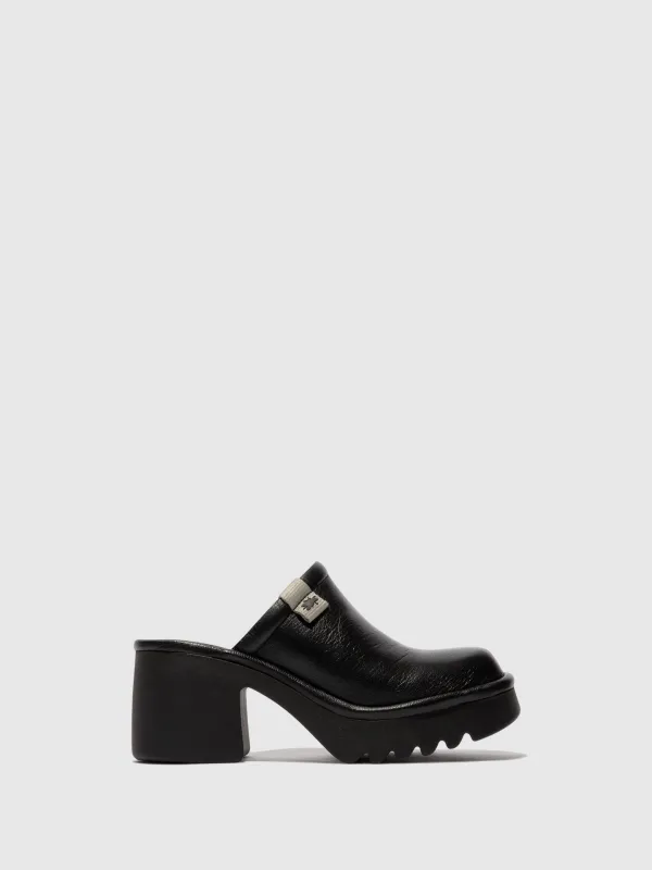 Round Toe Clogs MEPO434FLY BLACK sold by Fly London