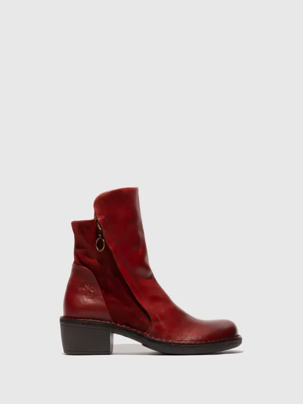 Zip Up Ankle Boots MELY074FLY RUG/OILSUEDE RED made by Fly London