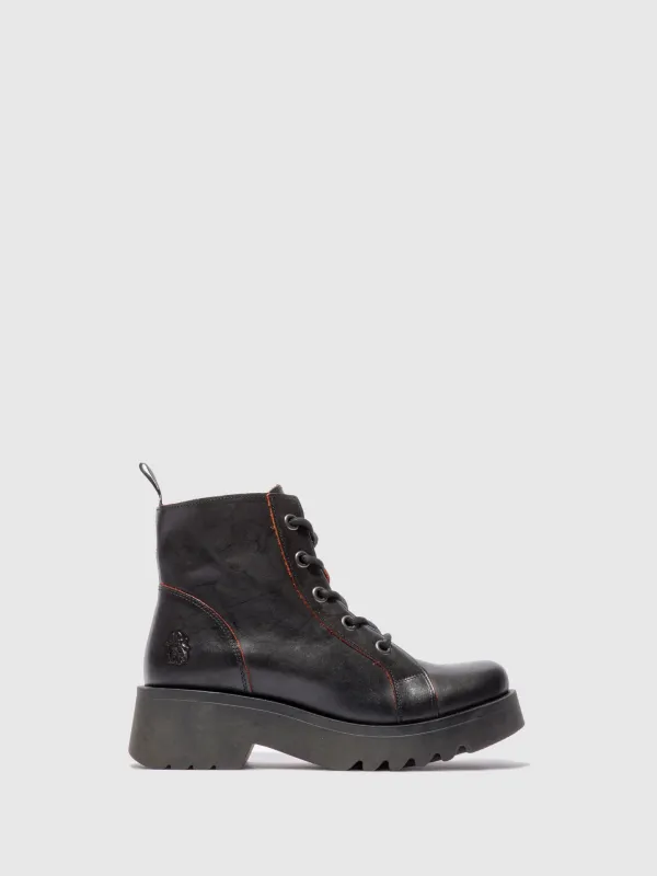 Lace-up Ankle Boots METZ788FLY JAVA BLACK/RED made by Fly London