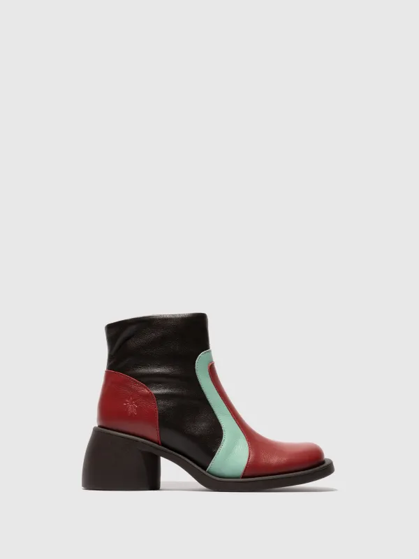 Zip Up Ankle Boots HEWI304FLY INTENSE RUST/DK MINT/DK BROWN made by Fly London