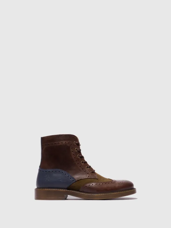 Lace-up Ankle Boots SILE529FLY DK.BROWN/SLUDGE/NAVY made by Fly London