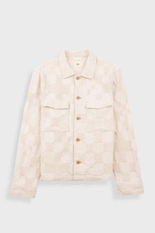 Zaki Jacket - Ecru Waffle Check made by Folk