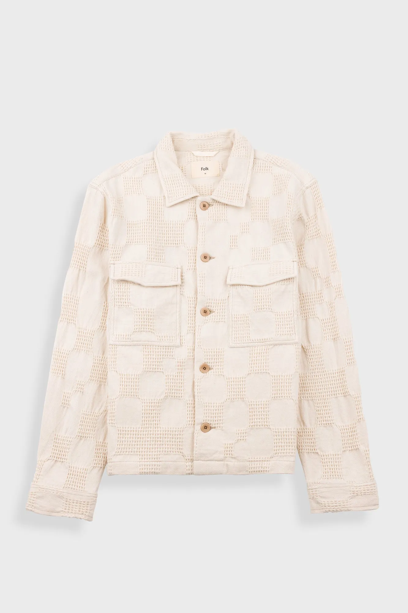 Zaki Jacket - Ecru Waffle Check sold by Folk