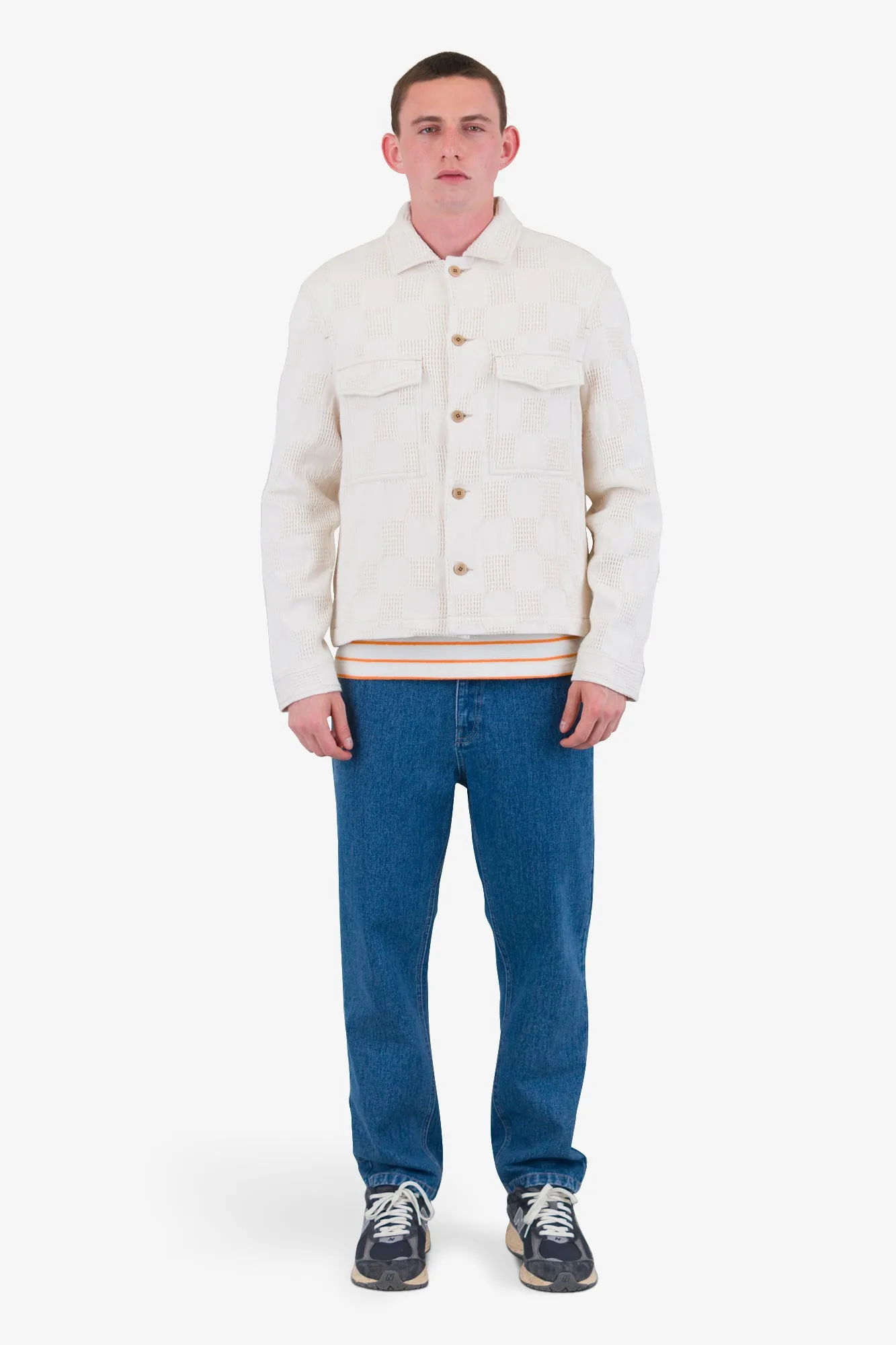 Zaki Jacket - Ecru Waffle Check sold by Folk product image thumbnail 2