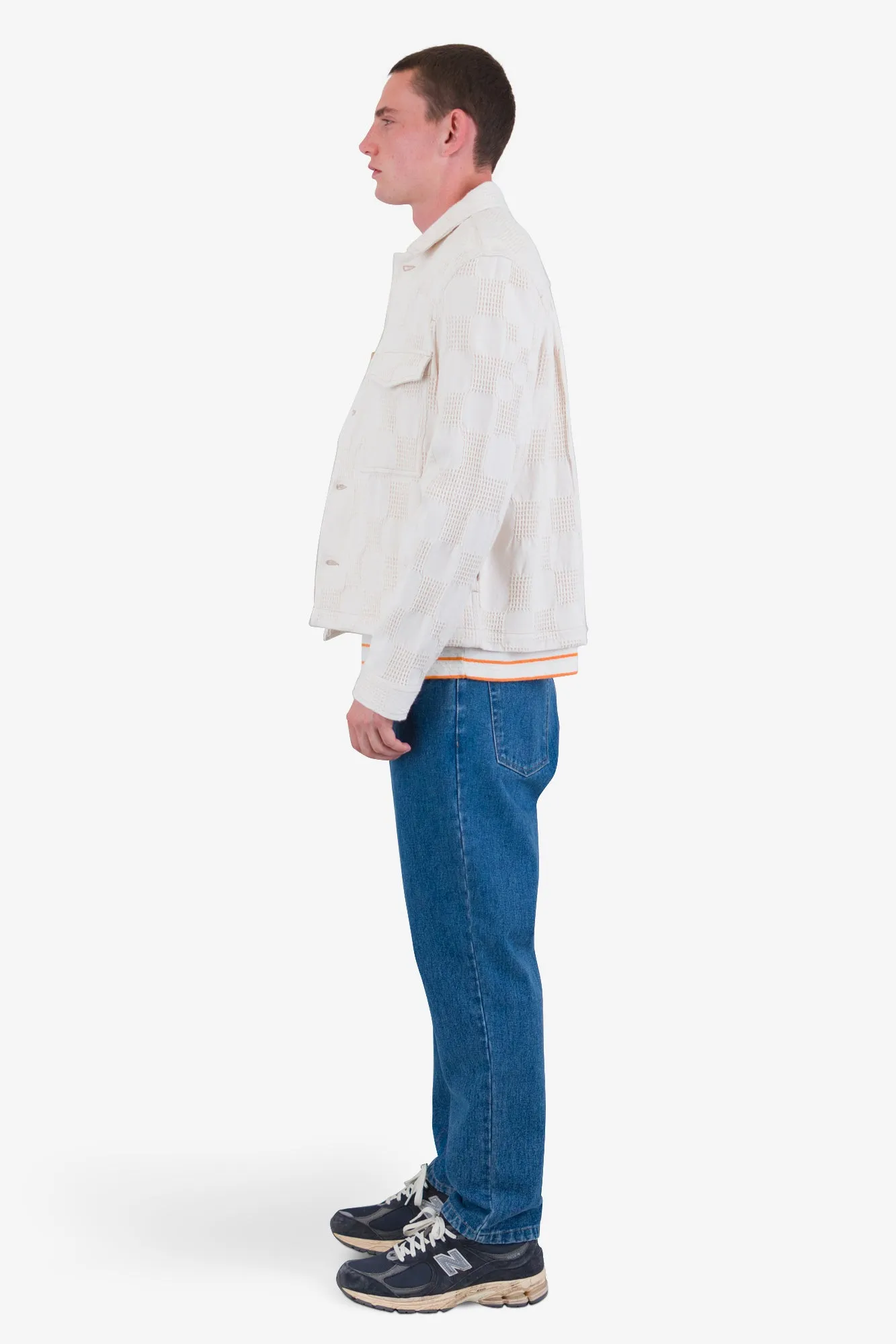 Zaki Jacket - Ecru Waffle Check sold by Folk product image thumbnail 4