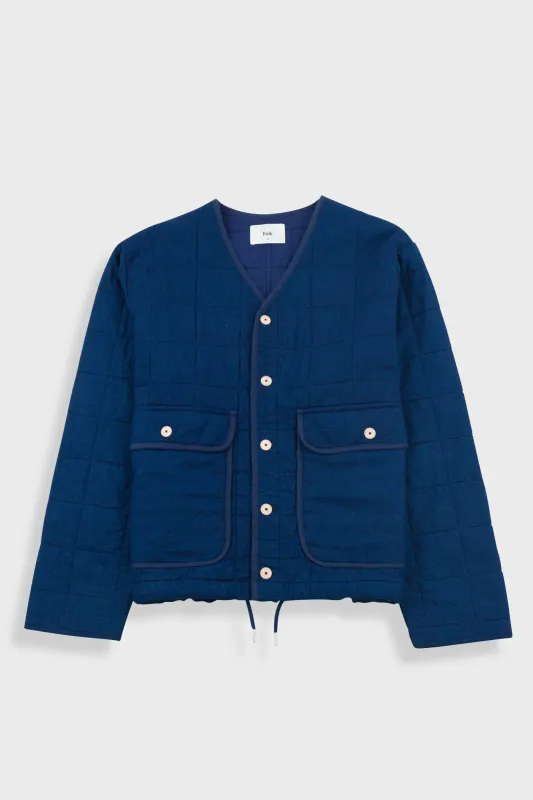 Lightweight Liner Jacket - Indigo Microcheck sold by Folk