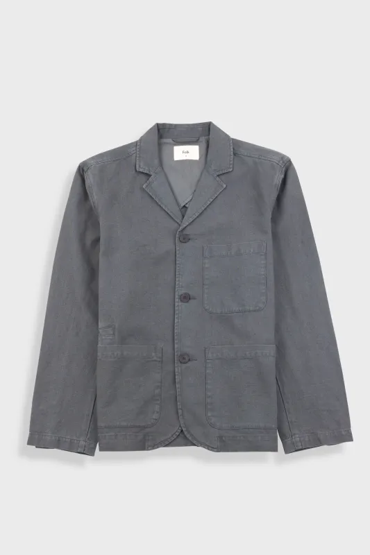 Wide Fit Blazer - Charcoal Hemp Canvas sold by Folk