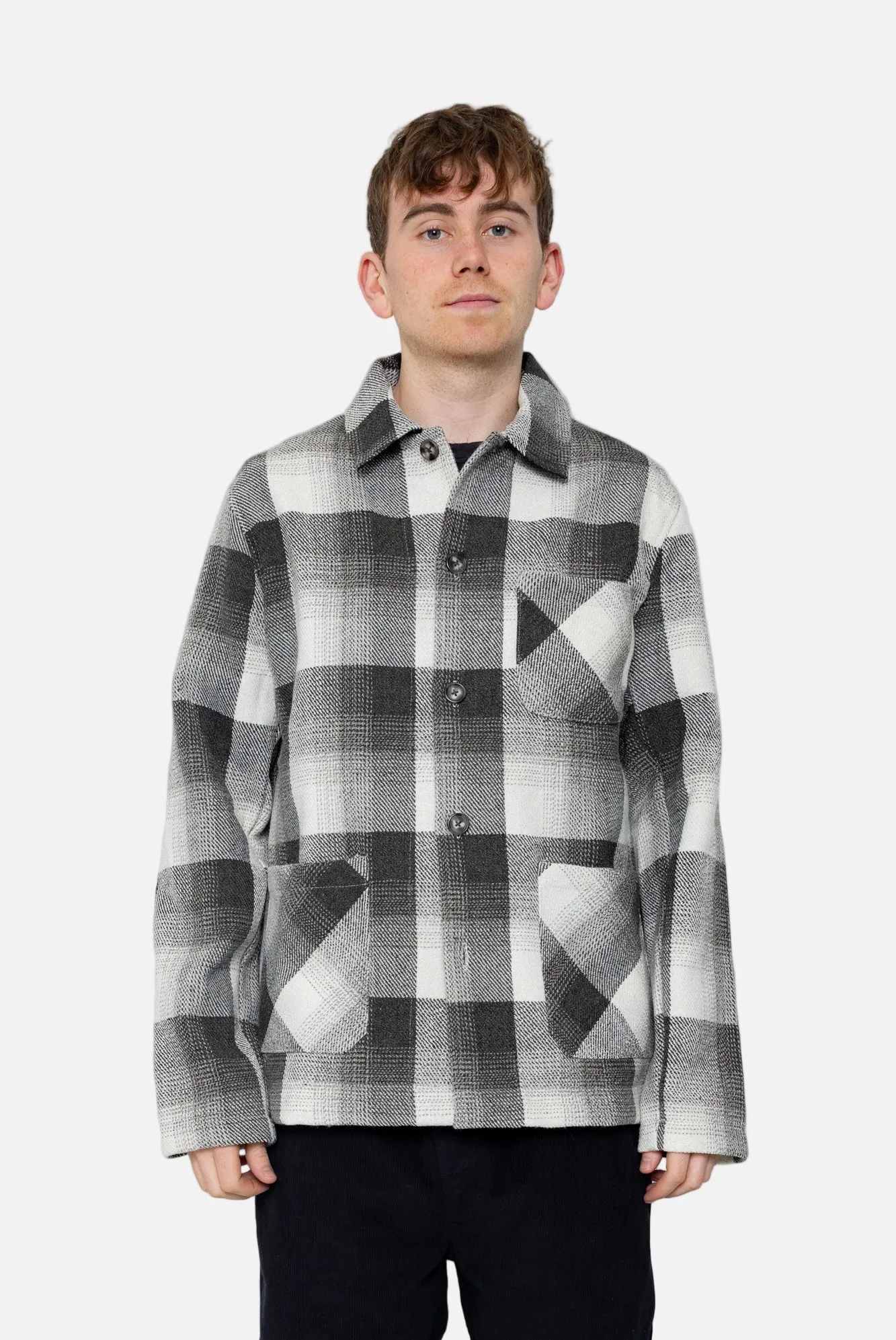 Thomas Overshirt - Charcoal / Ecru sold by Folk