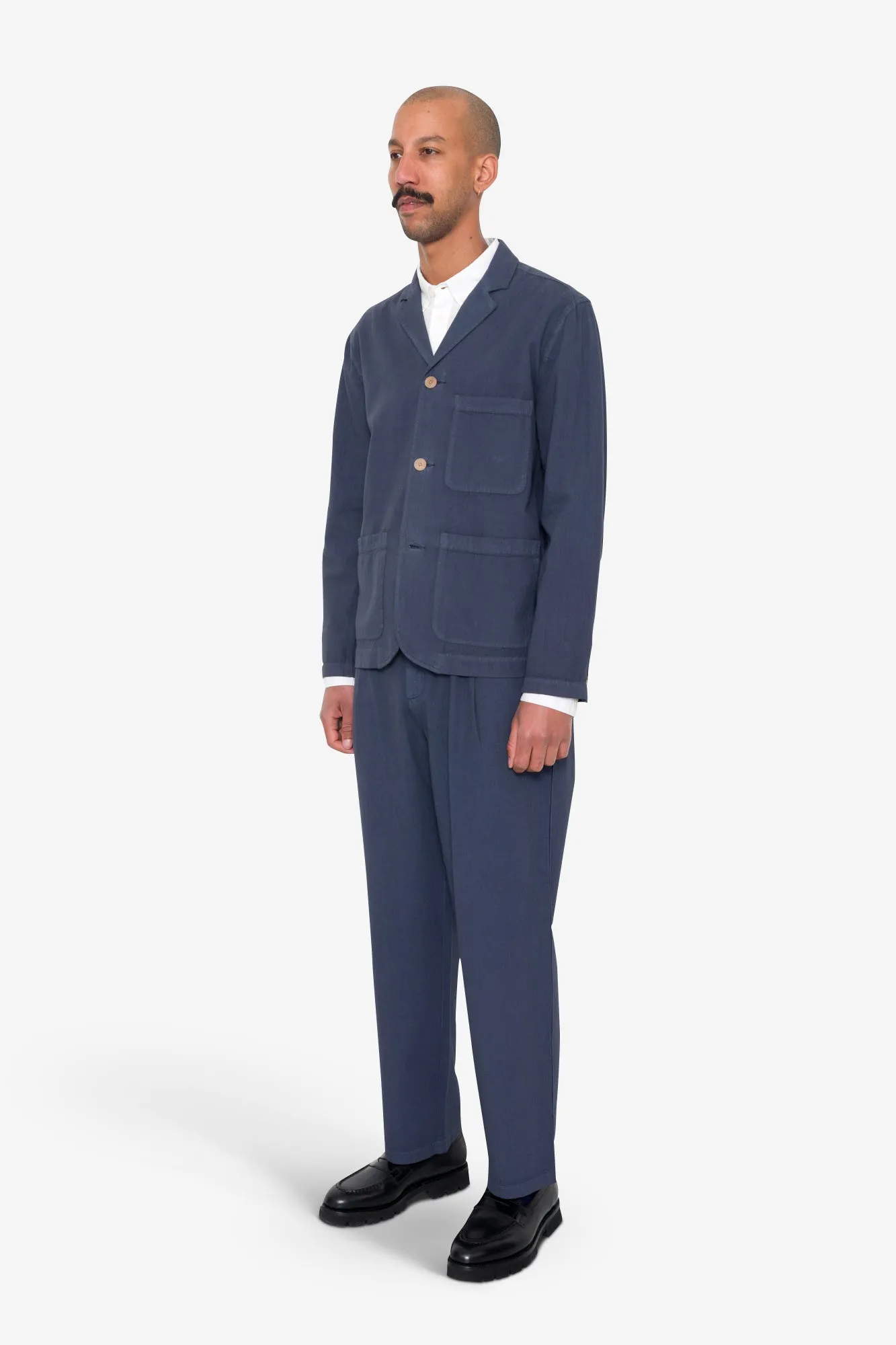 Wide Fit Blazer - Soft Navy Herringbone sold by Folk product image thumbnail 3