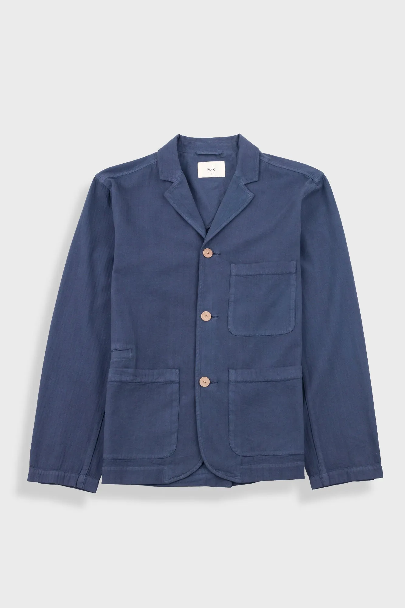 Wide Fit Blazer - Soft Navy Herringbone sold by Folk