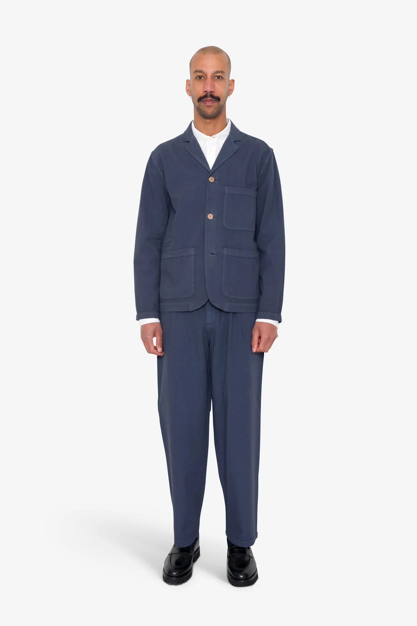 Wide Fit Blazer - Soft Navy Herringbone sold by Folk product image thumbnail 2