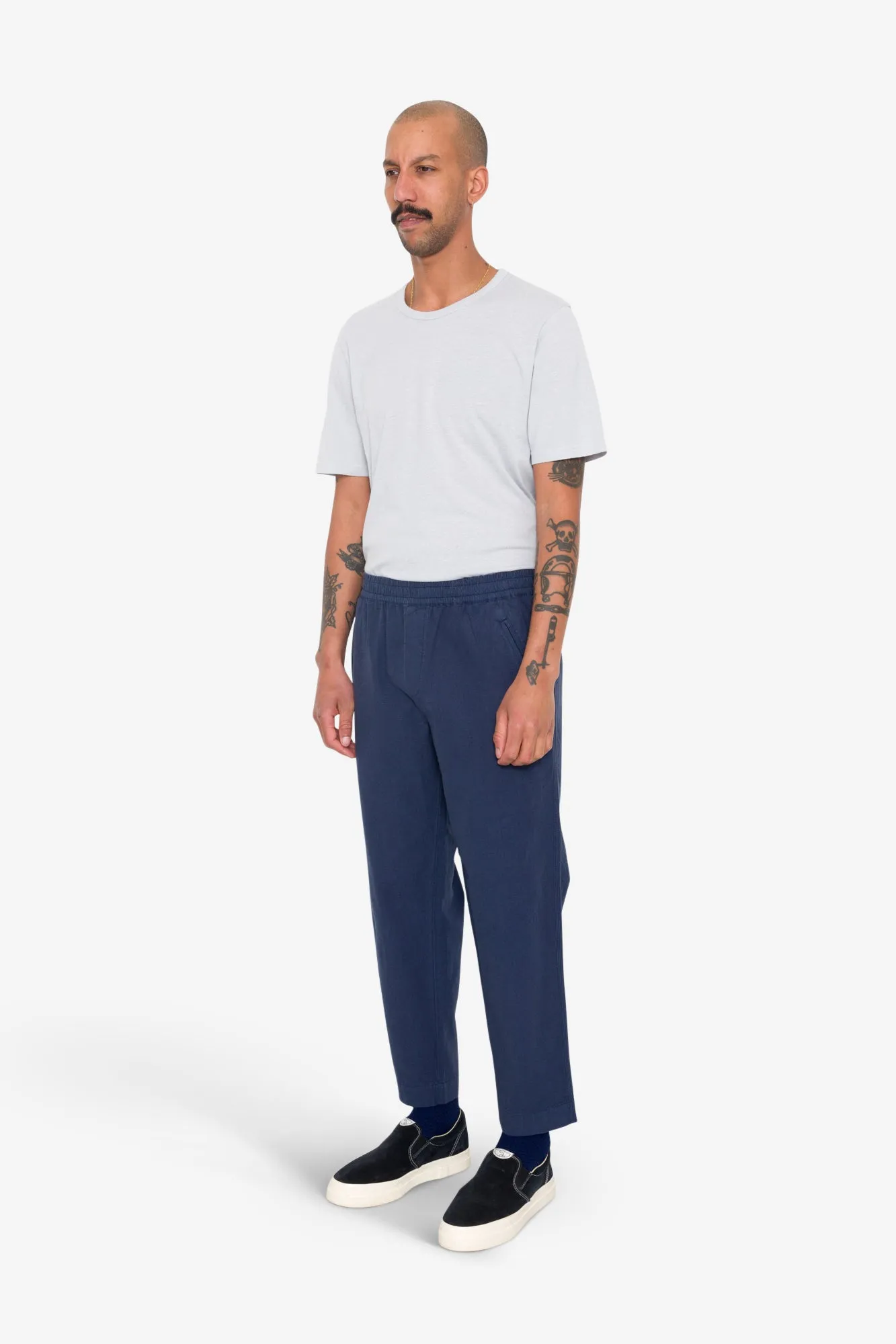 Drawcord Assembly Pant - Soft Navy Cotton Linen sold by Folk product image thumbnail 3