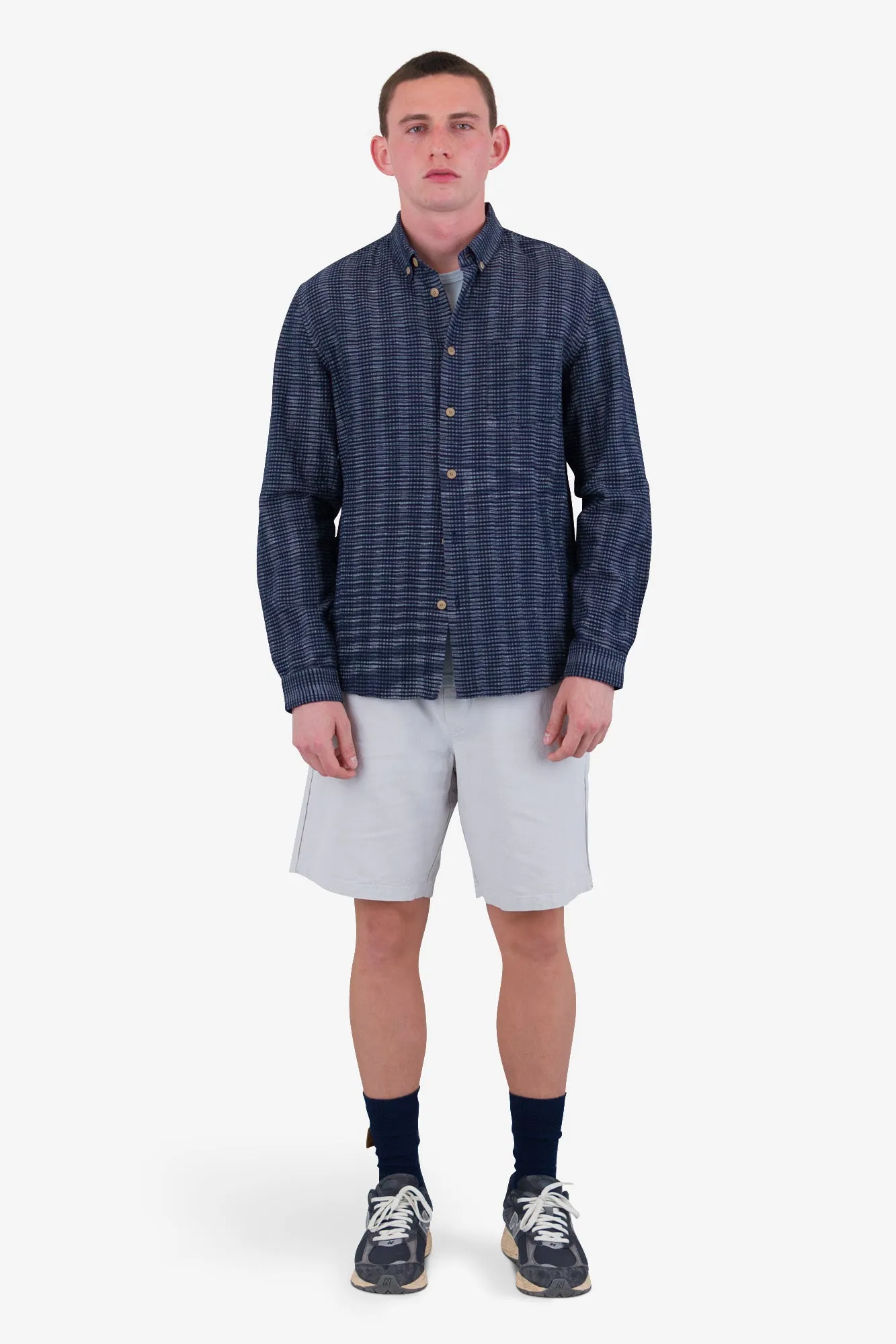 Relaxed Fit Shirt - Navy Textured Stripe sold by Folk product image thumbnail 3