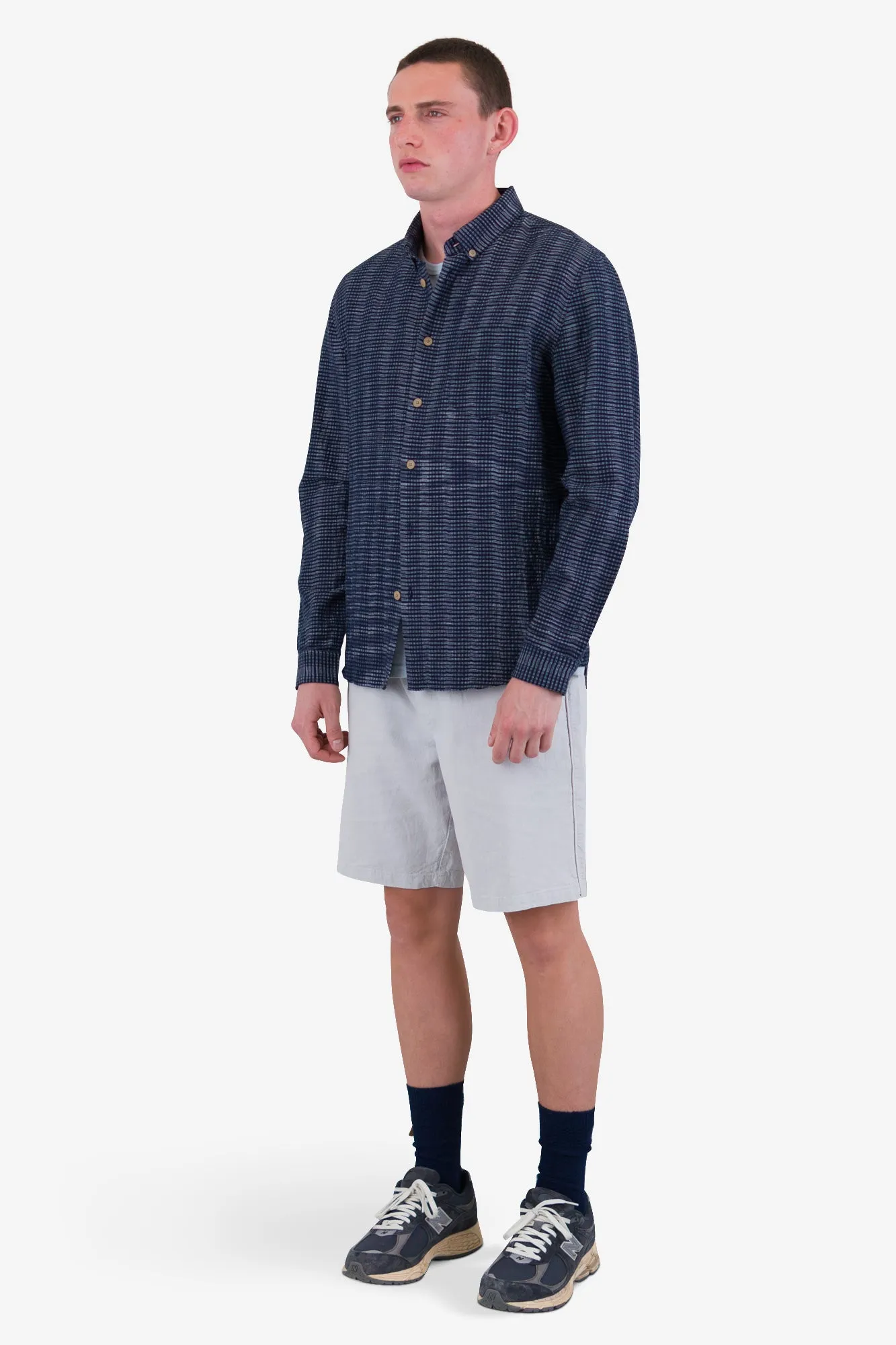 Relaxed Fit Shirt - Navy Textured Stripe sold by Folk product image thumbnail 4