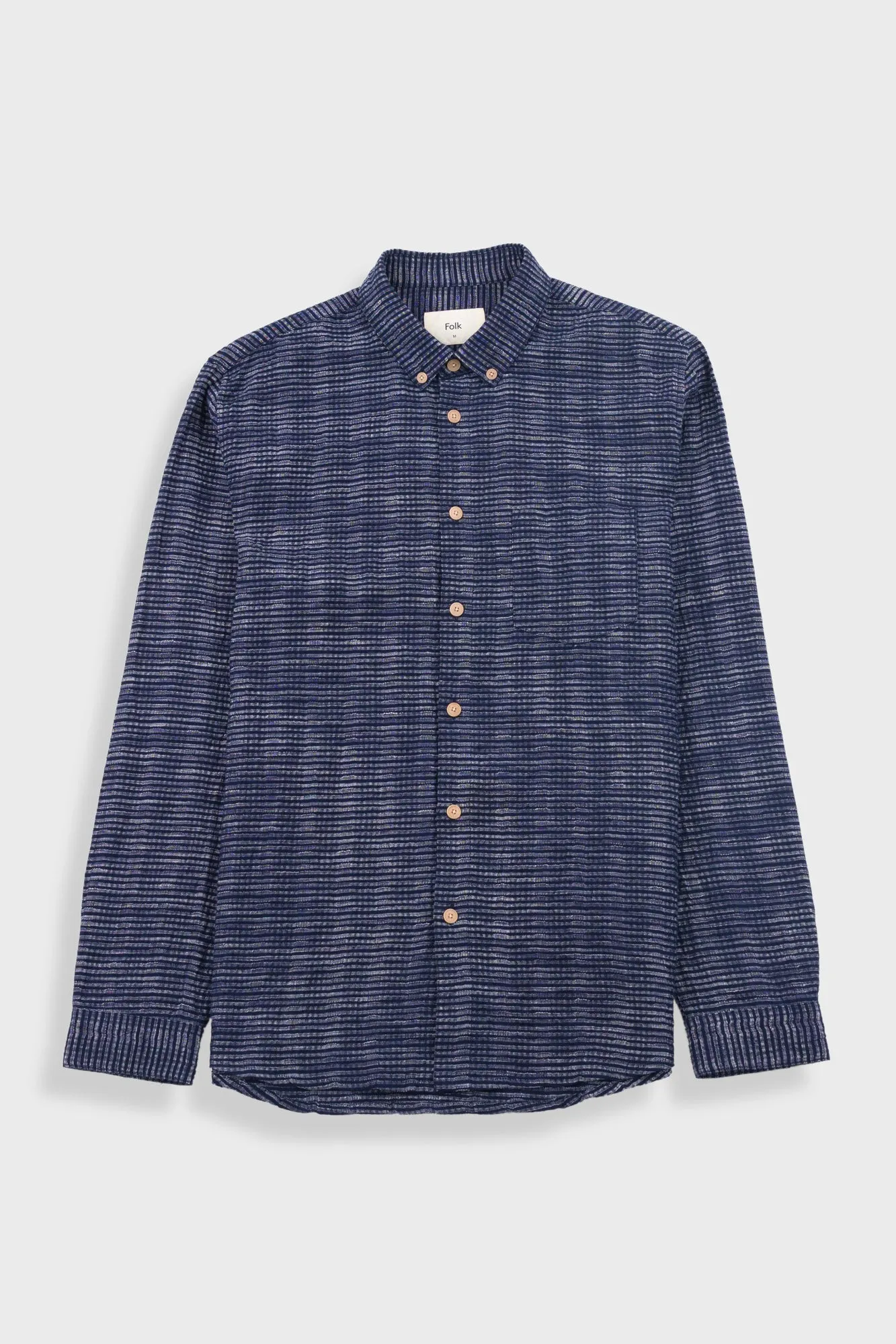 Relaxed Fit Shirt - Navy Textured Stripe sold by Folk