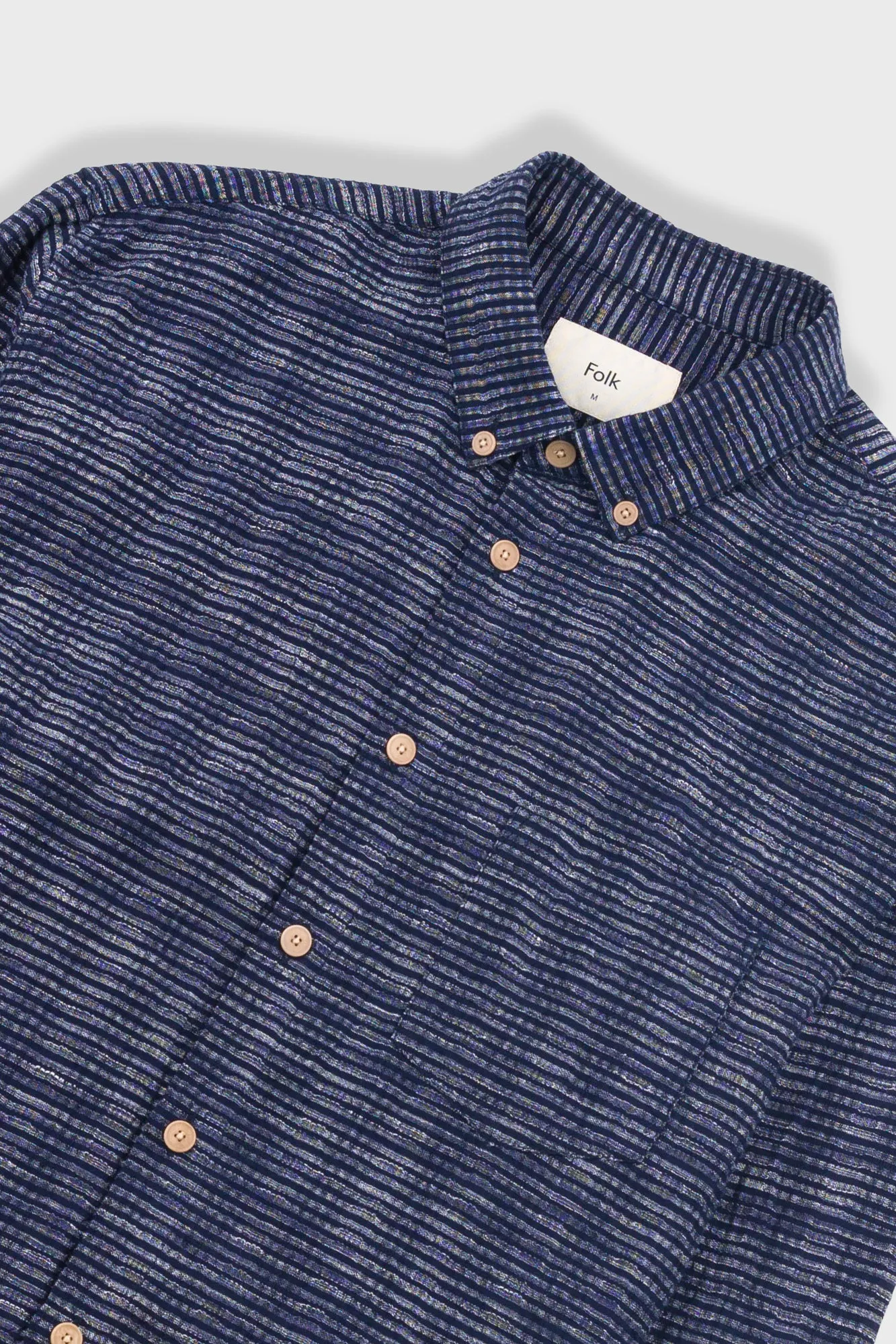 Relaxed Fit Shirt - Navy Textured Stripe sold by Folk product image thumbnail 5