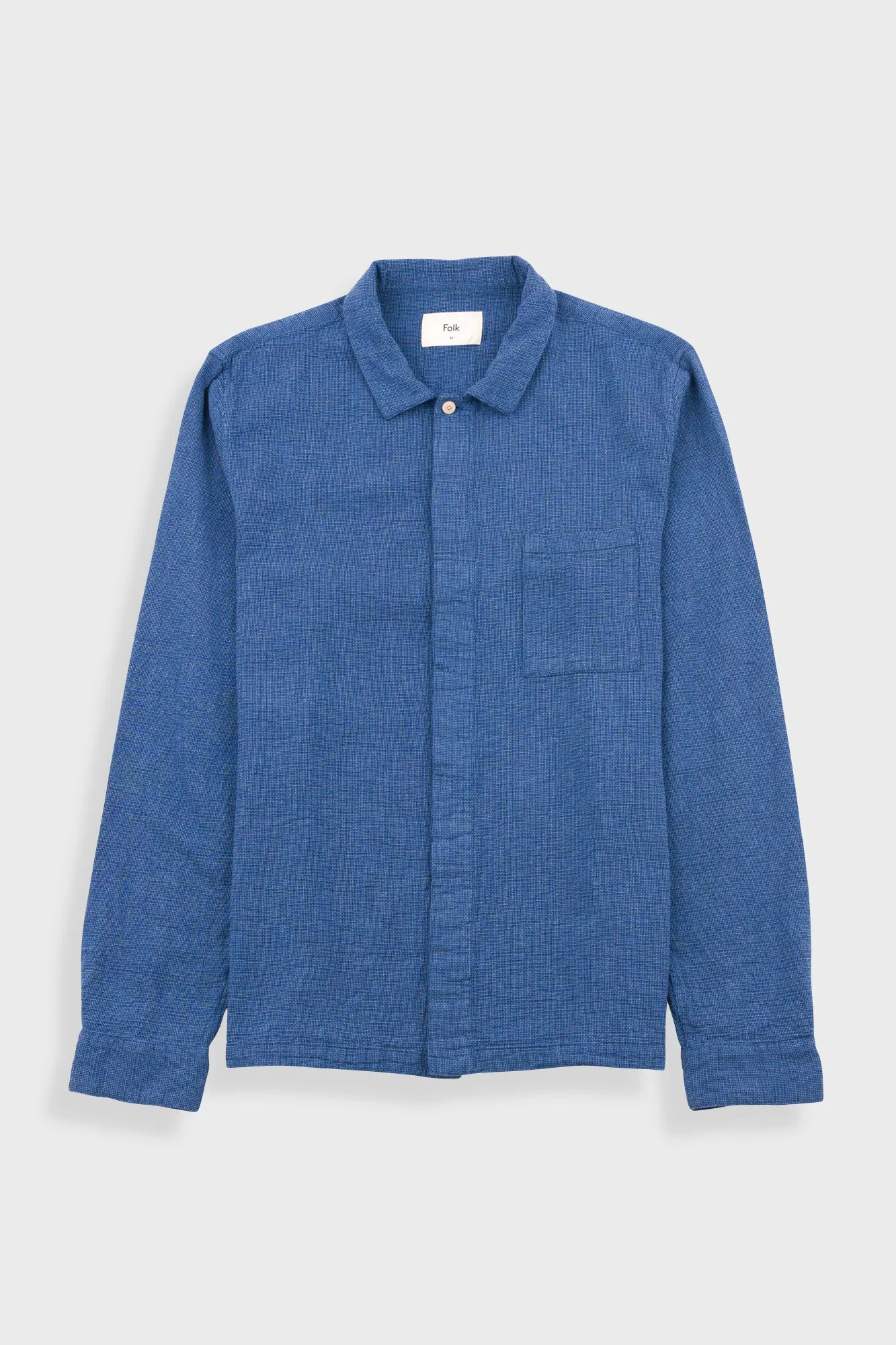 Patch Shirt - Indigo Basketweave sold by Folk