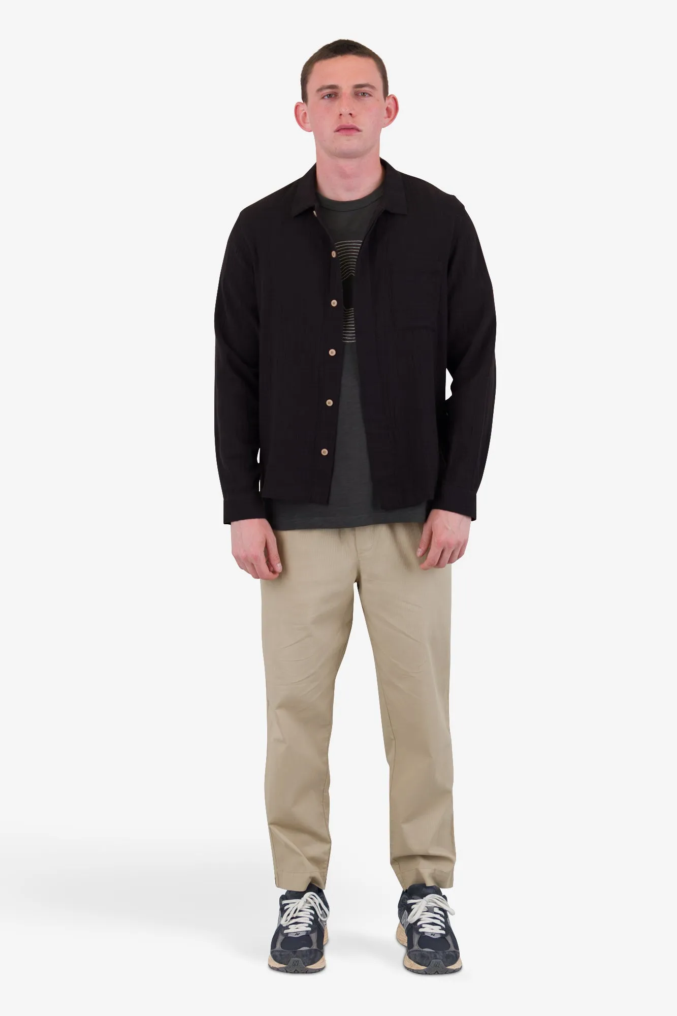 Patch Shirt - Soft Black Open Weave Check sold by Folk product image thumbnail 2