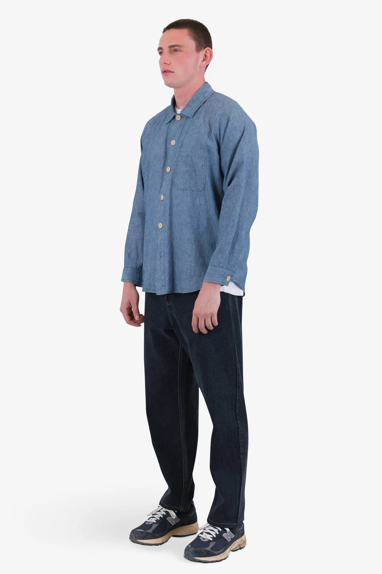 Raglan Shirt - Washed Indigo Stripe sold by Folk product image thumbnail 4
