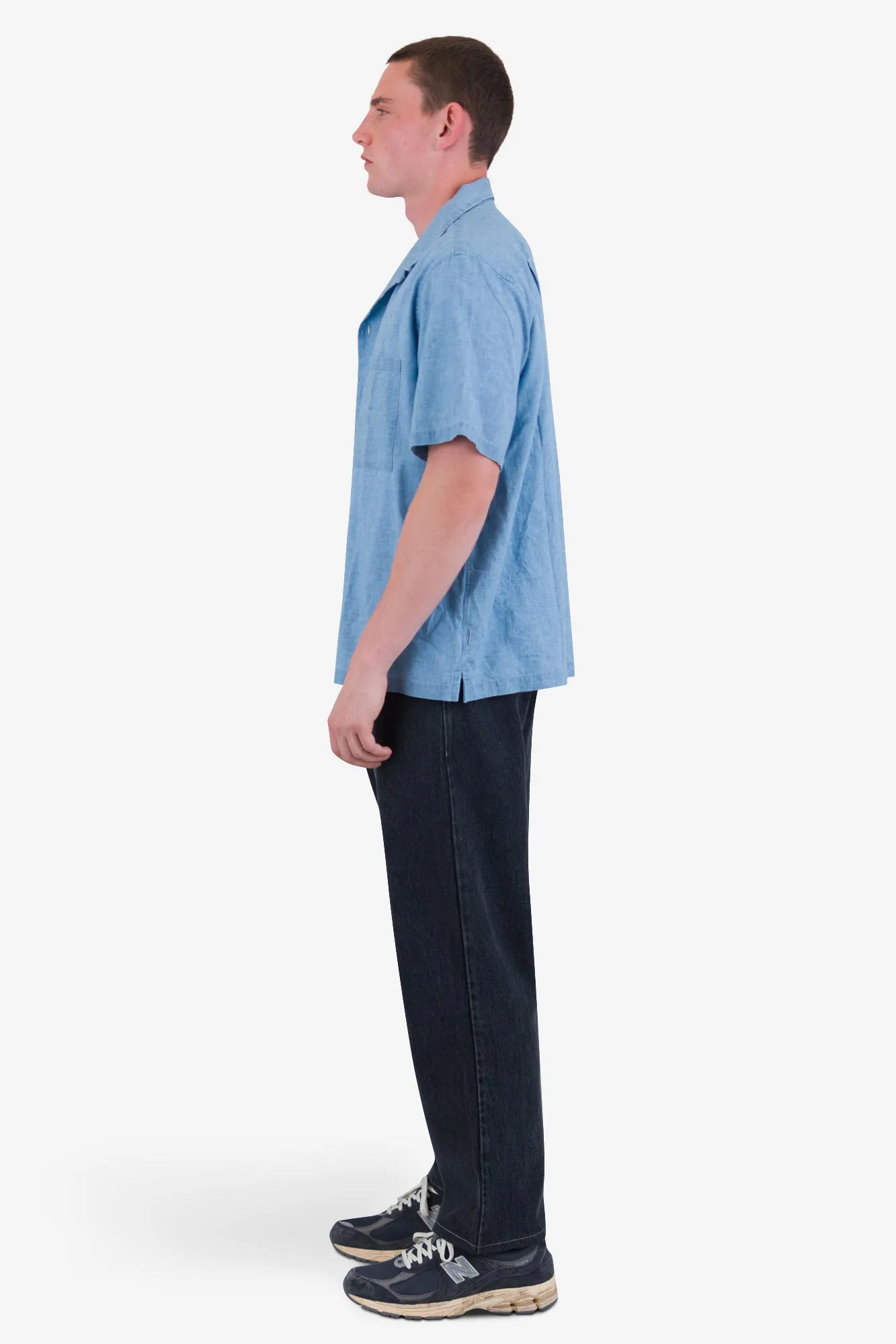 Relaxed Soft Collar Shirt - Indigo Microcheck sold by Folk product image thumbnail 4