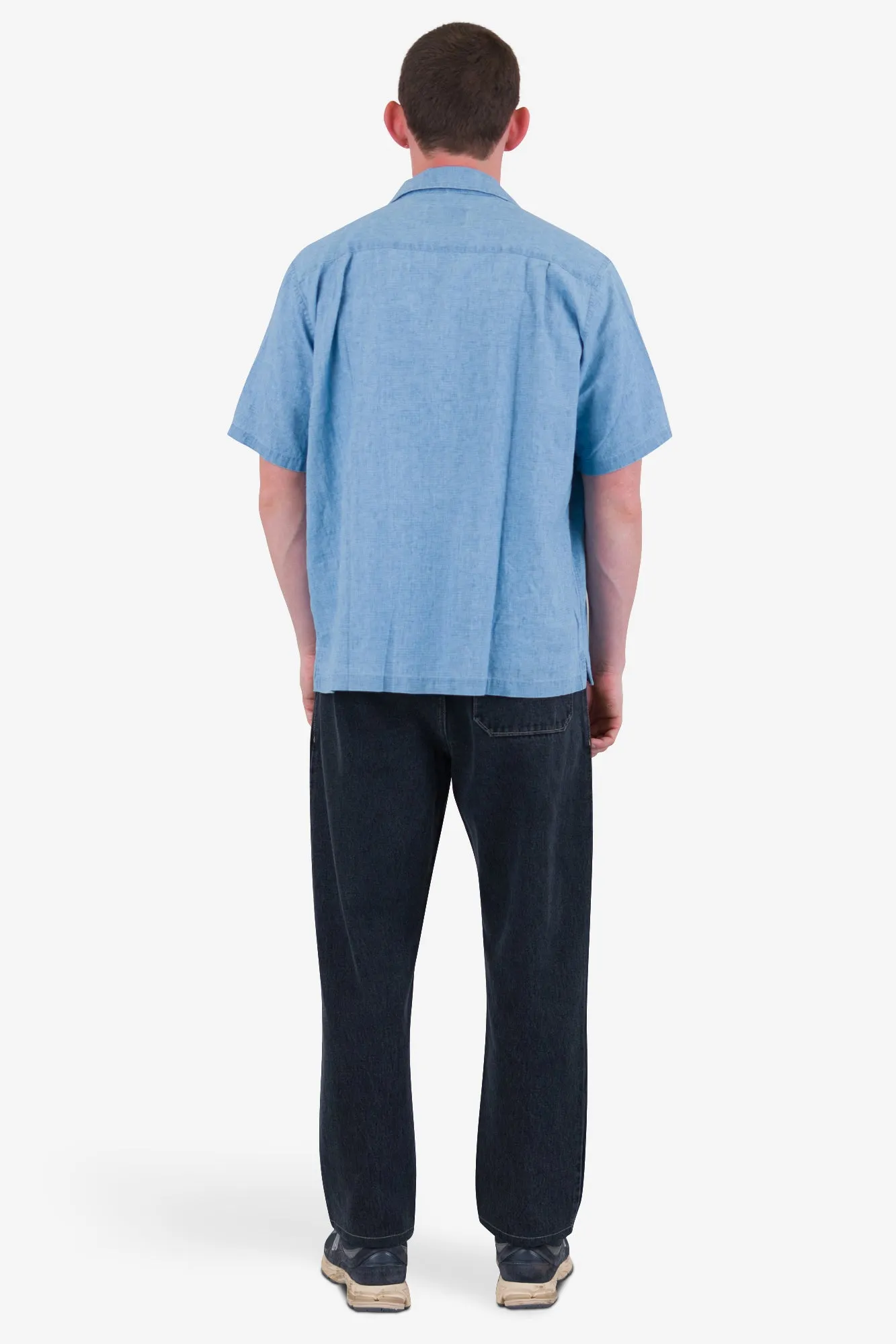 Relaxed Soft Collar Shirt - Indigo Microcheck sold by Folk product image thumbnail 5