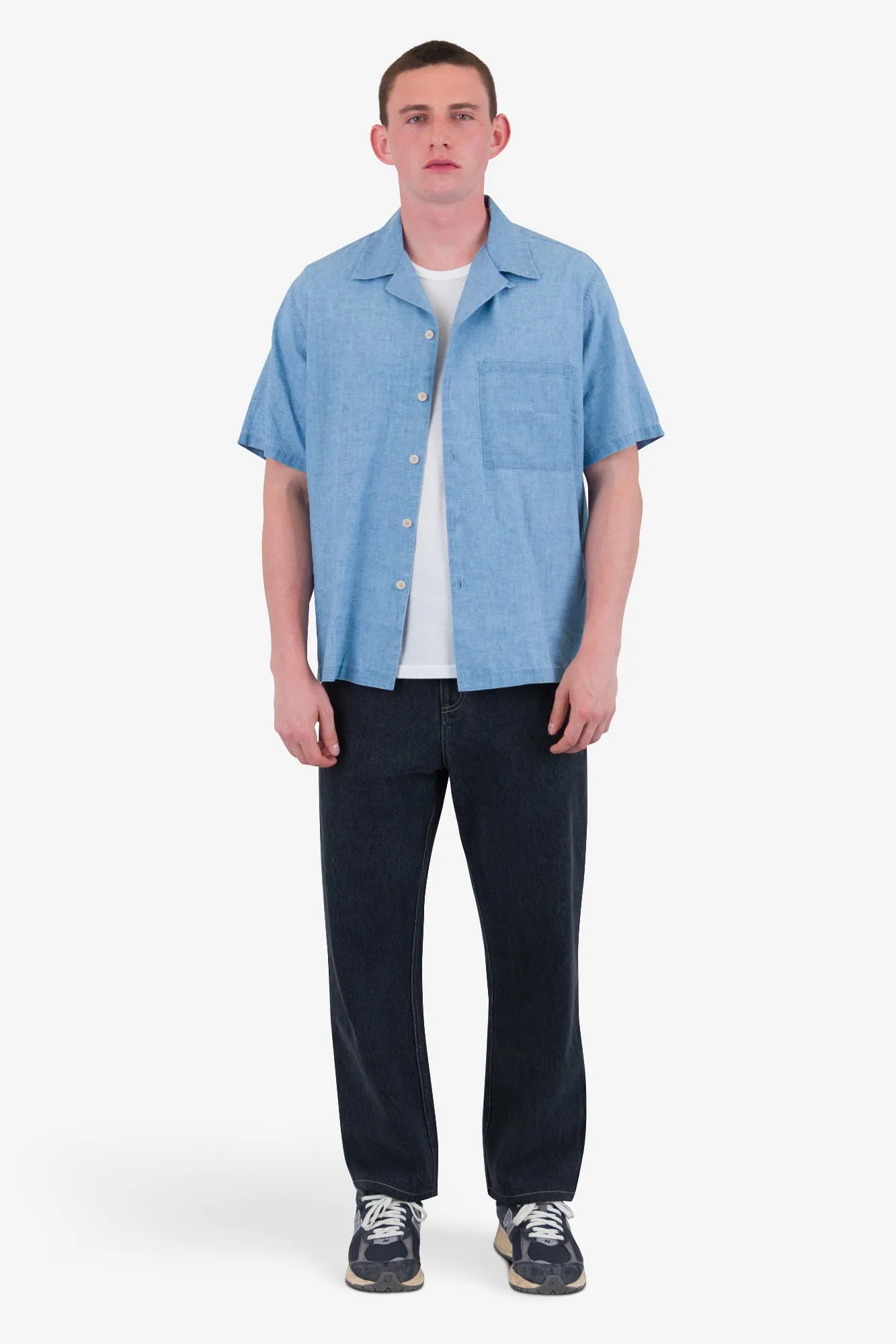 Relaxed Soft Collar Shirt - Indigo Microcheck sold by Folk product image thumbnail 2