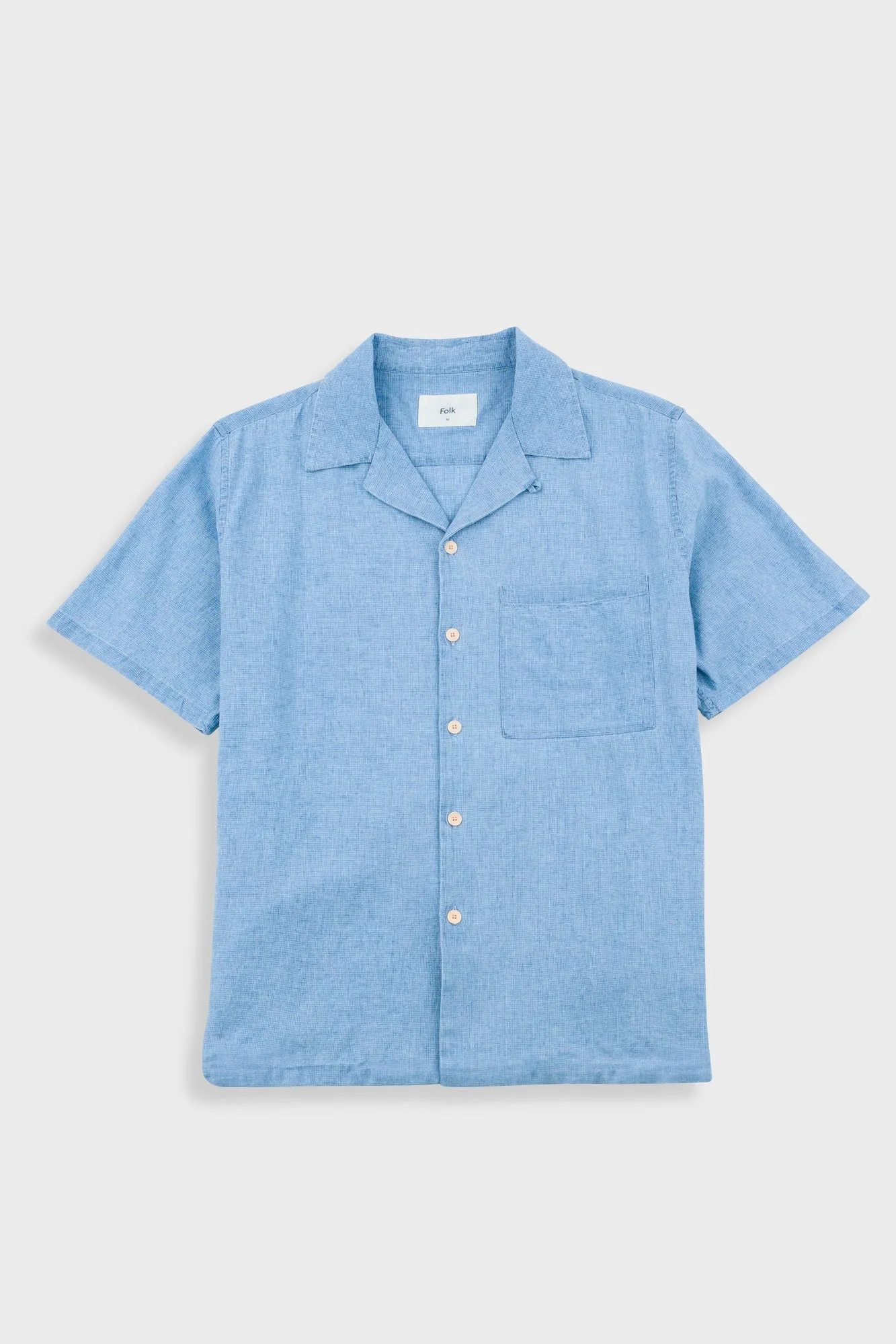 Relaxed Soft Collar Shirt - Indigo Microcheck sold by Folk
