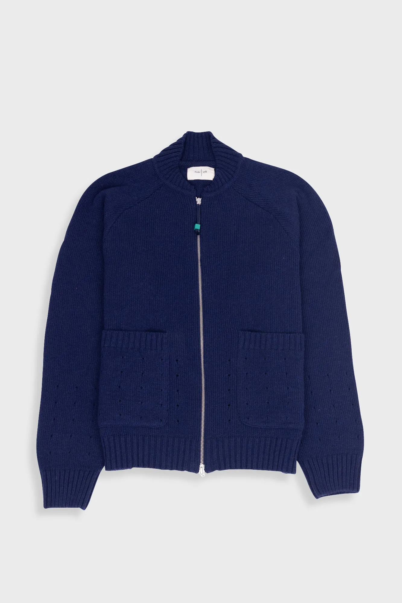 Pointelle Knit Bomber - Navy Melange sold by Folk